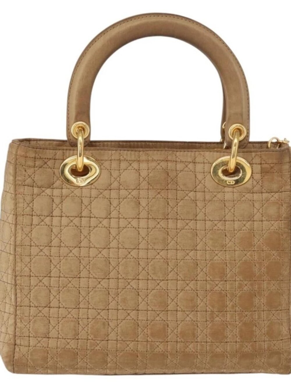 Christian Dior Lady Dior Canage Hand Bag Nylon Beige Gold - Picture 2 of 16